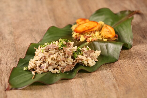 risotto de carne seca con plátano