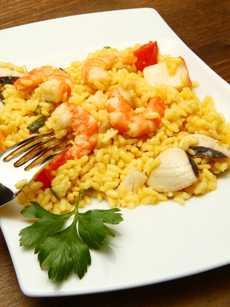 Risotto Con Mariscos Y Camarones