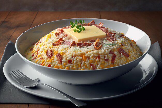 Risotto mit Käse und Speck