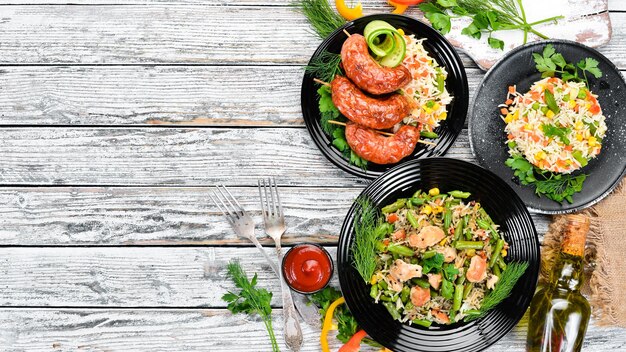 Risotto Reisgerichte Ansicht von oben Freier Kopierplatz