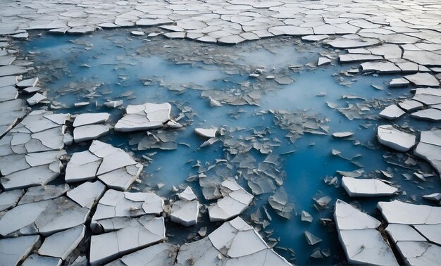 Foto rissige eisoberfläche mit blauem wasser