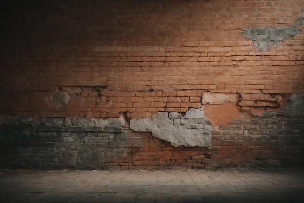 Rissige Ziegelsteinmauer mit textiertem Hintergrund