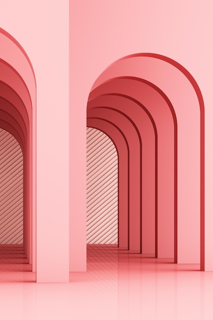 Ritmo de arco de representación 3D en tono de color rosa