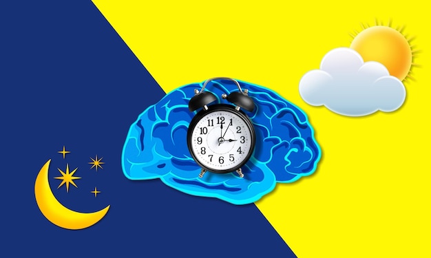 Foto los ritmos circadianos son controlados por relojes circadianos o relojes biológicos ilustración cerebral