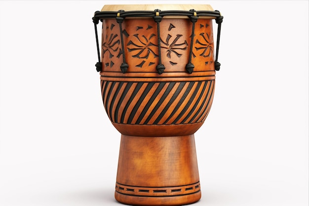 Ritmos pulsantes cautivadores tambor de djembe africano de pie solo en el lienzo blanco AR 32