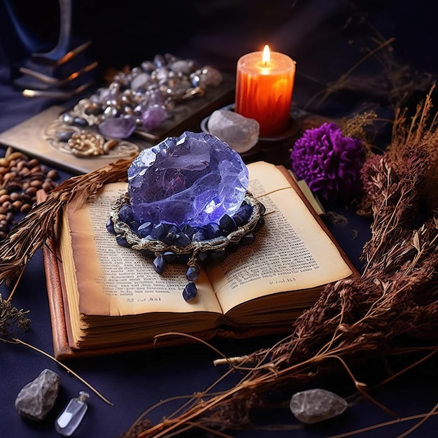 Foto ritual espiritual de cura com cristais