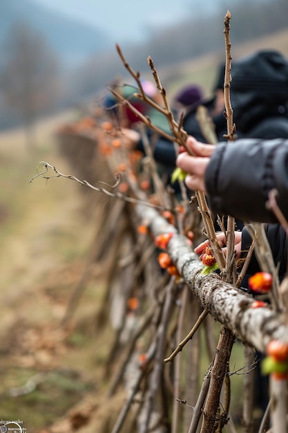 un ritual tradicional de la naturaleza de Martisor