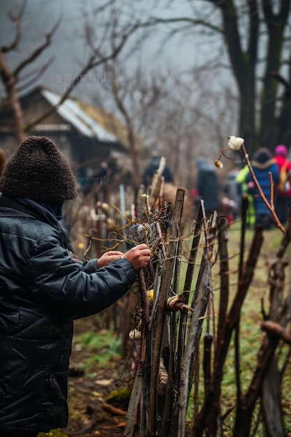 un ritual tradicional de la naturaleza de Martisor