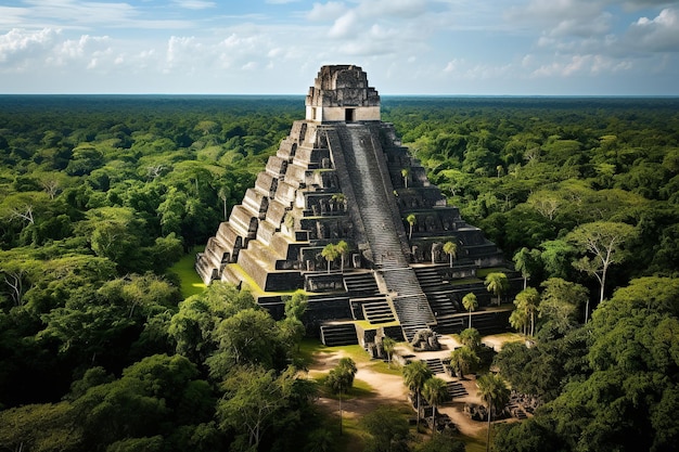 Rituales iluminados por las estrellas Pirámides mayas que se elevan sobre el velo de la jungla