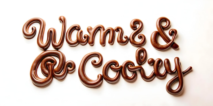 Foto los rizos de chocolate abstractos que forman un remolino de cacao caliente con el concepto de texto cálido y acogedor como un rico vector de
