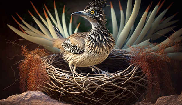 Roadrunner con nidos de pájaros realista impresionante arte generado por Ai