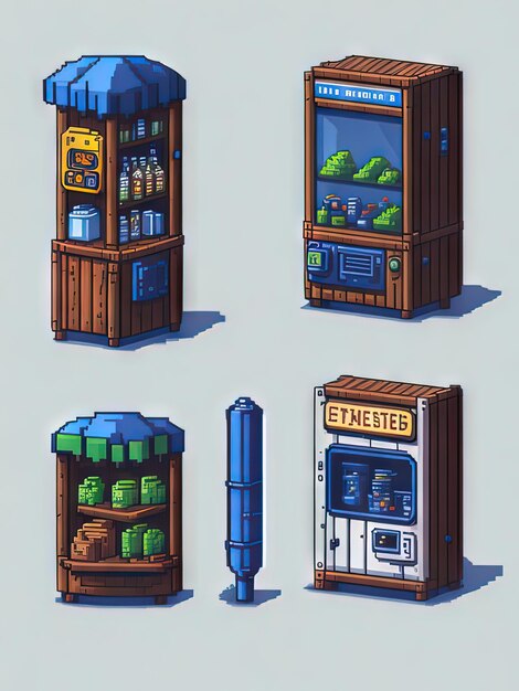 Foto roadside convenience 64bit pixel art inspirado em stardew valley