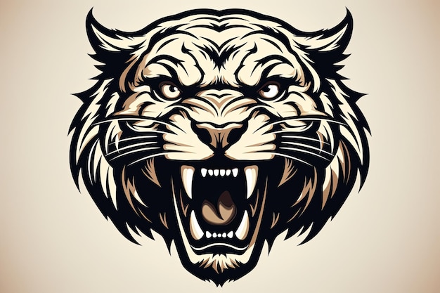 Roaring Tiger-Kopf-Ikon-Aufkleber-Clipart-Illustration und esports-Maskottchen-Logo-Konzept