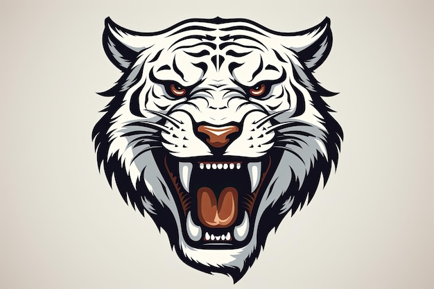 Roaring Tiger-Kopf-Ikon-Aufkleber-Clipart-Illustration und esports-Maskottchen-Logo-Konzept