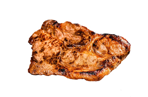 Foto roast-pork-steak isoliert auf weißem hintergrund top-view
