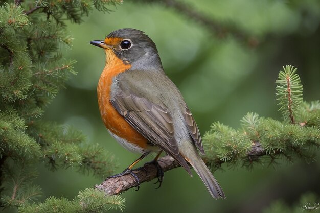 El robin americano se alzaba en un árbol.