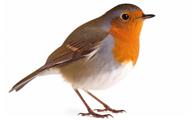 Robin Erithacus rubecula aislado en un fondo blanco IA generativa