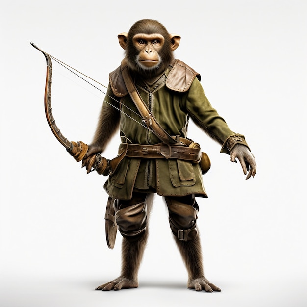 Robin Hood Ranger Macaco em fundo branco