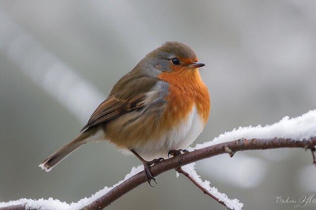 Foto robin redbreast en invierno