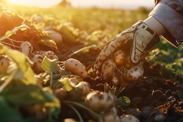 Robô agrícola a trabalhar numa quinta inteligente com o conceito de agricultura inteligente