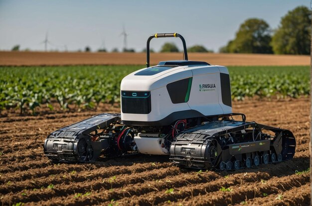 Foto robô agrícola autônomo no campo