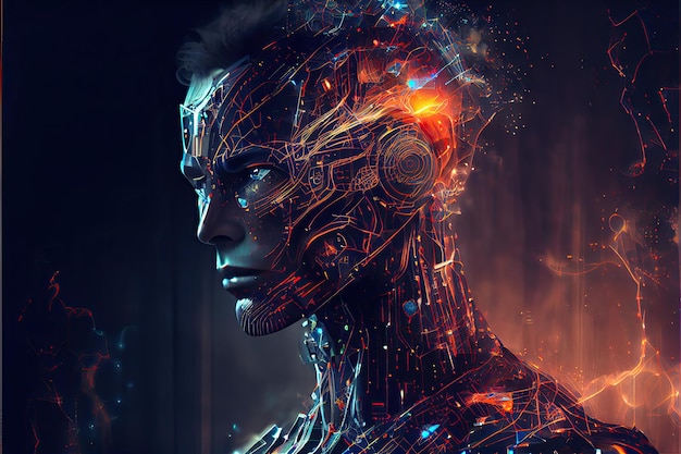 Robô ai automação inteligência artificial ai futurista