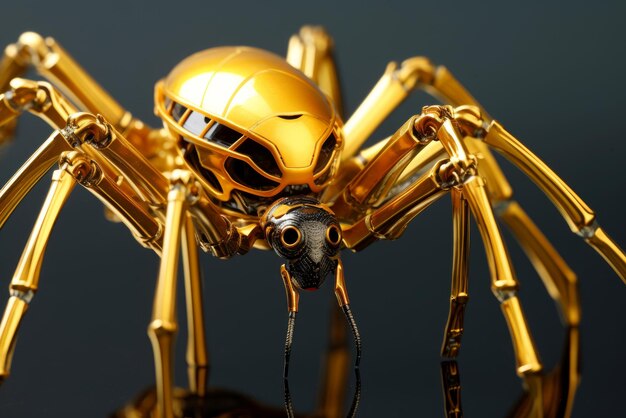 Foto robô aranha dourado brilhante inseto assustador gerar ai