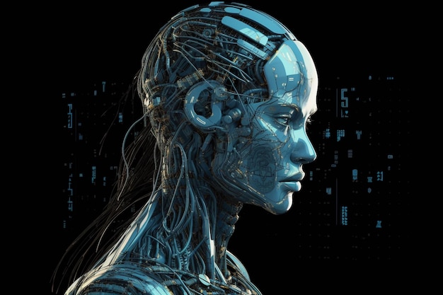 Robô avançado de inteligência artificial criado com IA generativa