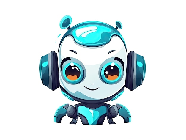 Foto robô chatbot ai bot cartoon logotipo distintivo design símbolo cartoon estilo plano ilustração generative ai