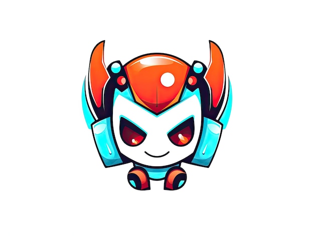 Robô chatbot AI bot cartoon logotipo distintivo design símbolo cartoon estilo plano ilustração Generative AIxA