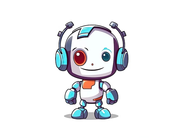 Robô chatbot AI bot cartoon logotipo distintivo design símbolo cartoon estilo plano ilustração Generative AIxA
