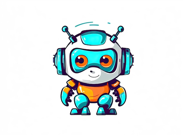 Foto robô chatbot ai bot cartoon logotipo distintivo design símbolo cartoon estilo plano ilustração generative aixa