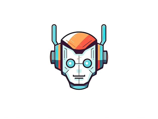 Foto robô chatbot ai bot cartoon logotipo distintivo design símbolo cartoon estilo plano ilustração generative aixa