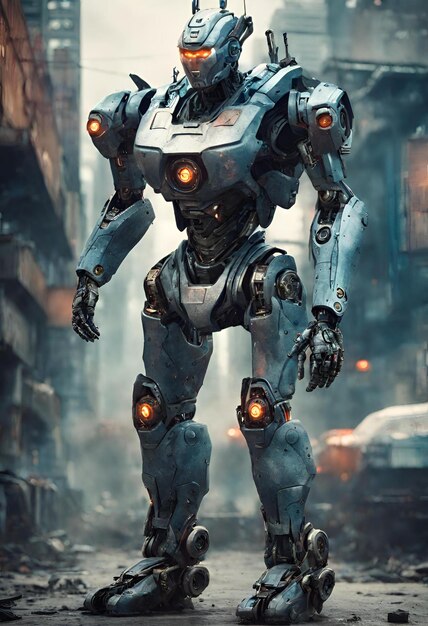 Foto robô de batalha gigante humanoide