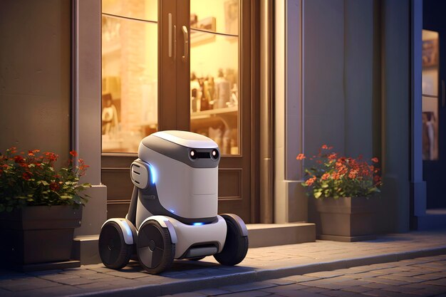 Robô de entrega à porta gerado por IA