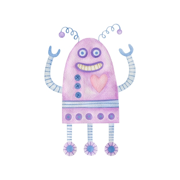 Robô de ilustração em aquarela