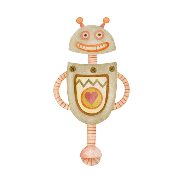 Robô de ilustração em aquarela