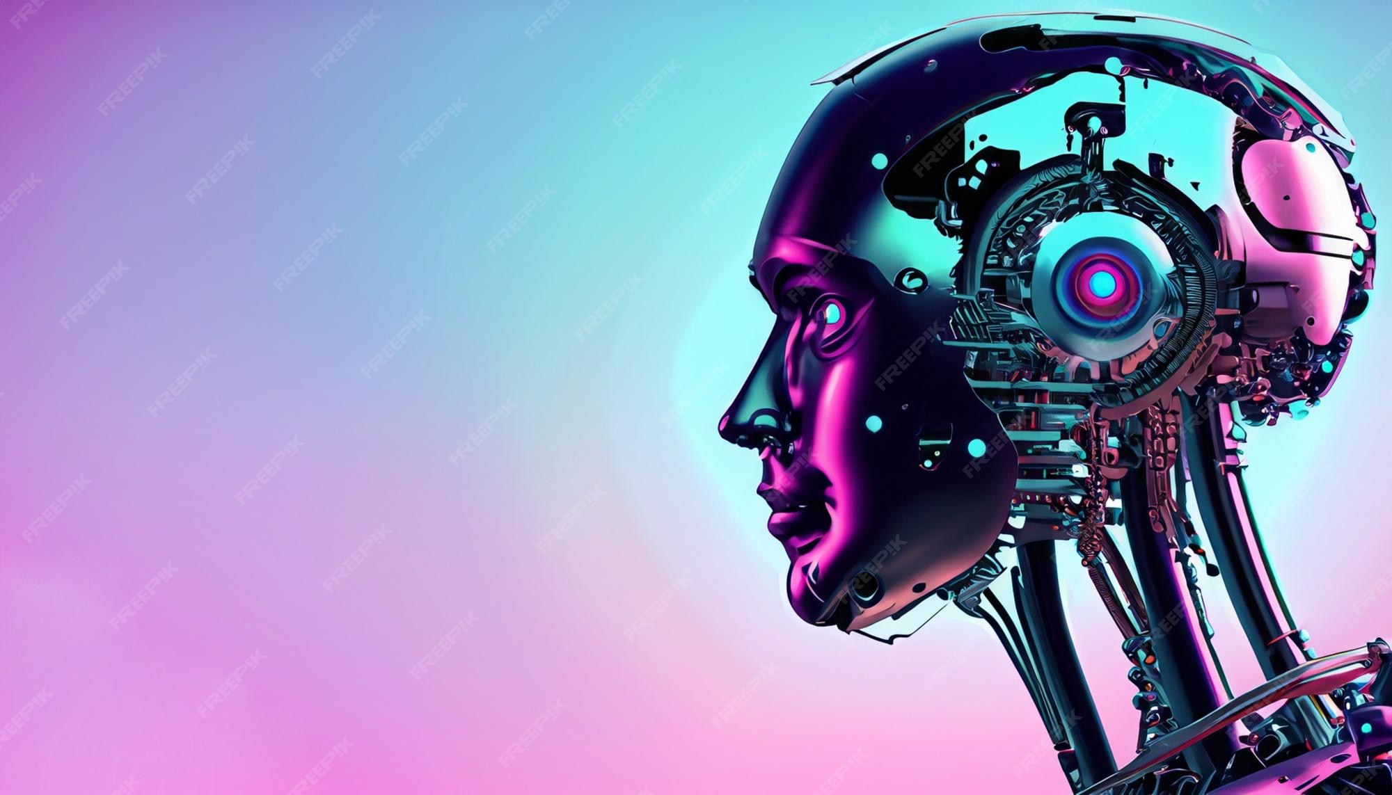 Robô de inteligência artificial amplamente visto realista com vetor de  fundo 4k animado | Foto Premium