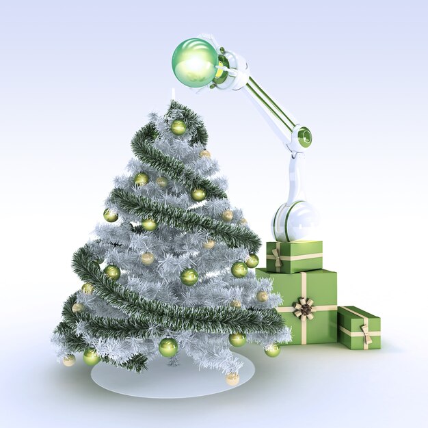 robô e árvore de natal