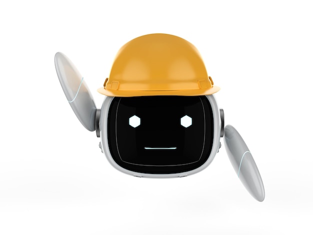 Robô engenheiro com capacete amarelo para cima
