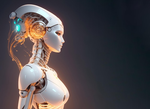 Robô feminina linda com inteligência artificial