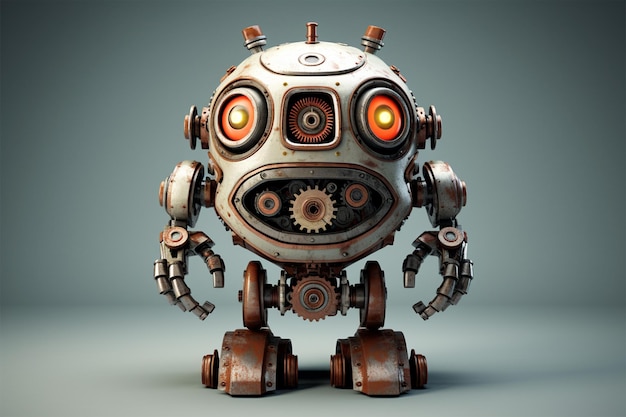 robô fofo android Mecanismos antigos de metal engrenagens