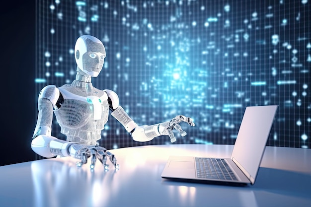 Robô futurista com recursos avançados de inteligência artificial é exibido