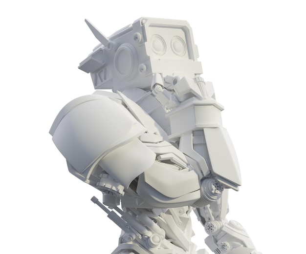 Robô futurista isolado na renderização background3d transparente