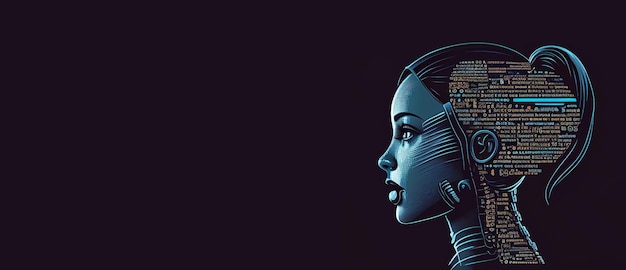 Robô humano futurista com inteligência artificial Ideia de chatbot