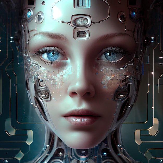 Robô humanoide feminino com inteligência artificial Generative AI generative AI