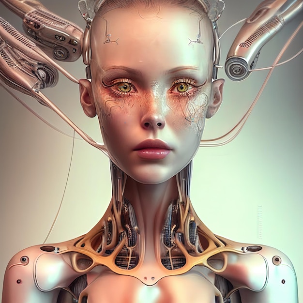 Robô humanoide feminino com inteligência artificial Generative AI generative AI