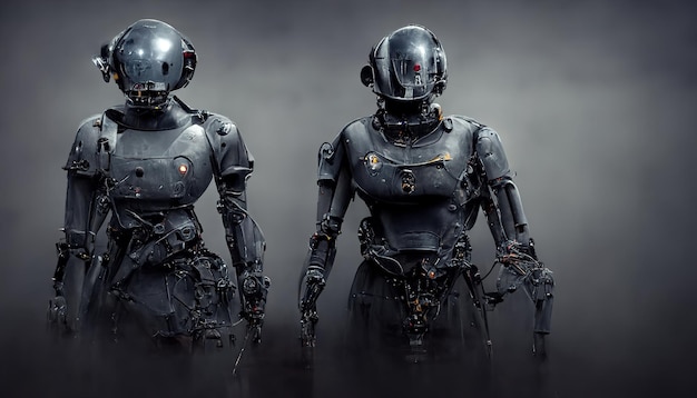 Robô humanóide. inteligência artificial. conceito do futuro. Jogo de computador.