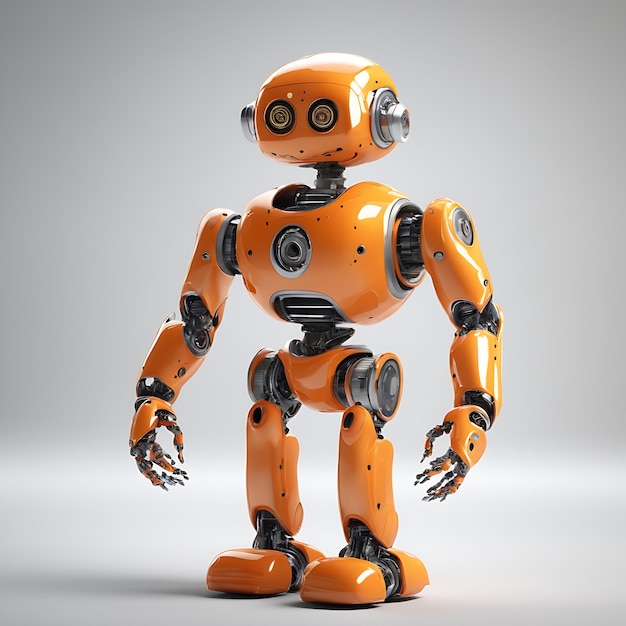 robô laranja em um fundo branco