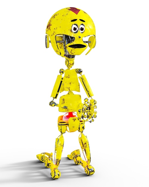 robô mecânico triste velho 3D